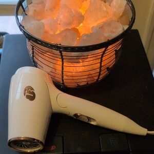 White Hair Dryer with Gold Accents